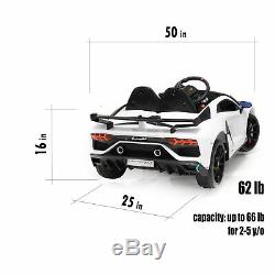 Ride On Toy Battery Car Lamborghini 12V Powered Remote Control MP3 Lights White