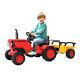 Ride On Tractor Withdetachable Trailer, Kids Truck Car Toy 12v Battery-powered Us
