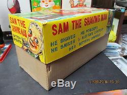 SAM THE SHAVING MAN BATTERY OPERATED IN BOX NEAR MINT WORKS 1960's