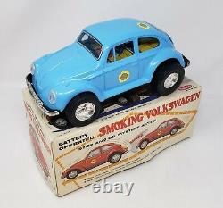 SMOKING VOLKSWAGON VW Beetle Bug Battery Operated Tin Car Aoshin NO SMOKE