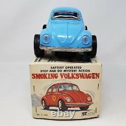 SMOKING VOLKSWAGON VW Beetle Bug Battery Operated Tin Car Aoshin NO SMOKE