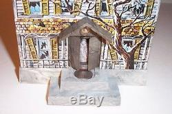 SPQQKY 1960'S HAUNTED HOUSE BATTERY OPERATED MYSTERY BANK TIN LITHO TOY DISNEY