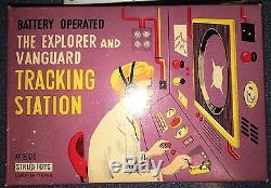 STRUCTOYS BATTERY OPERATED EXPLORER AND VANGUARD TRACKING STATION BOX TIN TOY