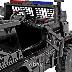 SWAT Truck Ride-On Toy 2-Seater Police Car Kid Patrol Vehicle Battery-Powered