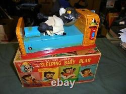 Sleeping Baby Bear Battery Toy in Original Box Top Only, Linemar Toys J-4200