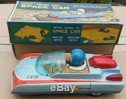 Space car modern toys Masudaya, boxed tin car battery operated