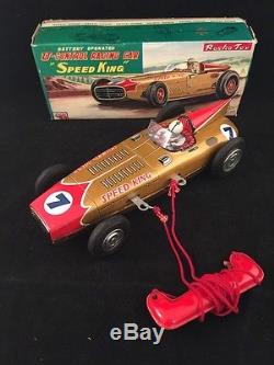 Speed King Tin Toy Car Battery Operated U Control With Original Box SE Japan 1960