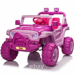 TOBBI 12V Kids Electric Battery-Powered Ride On Toy SUV Truck Car, Pink & Purple
