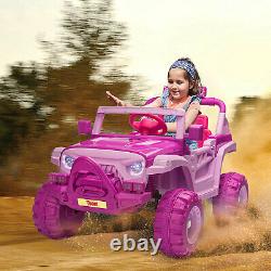 TOBBI 12V Kids Electric Battery-Powered Ride On Toy SUV Truck Car, Pink & Purple