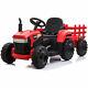 Tobbi 12v Kids Electric Battery-powered Ride On Toy Tractor With Trailer, Red