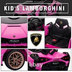 TOBBI 12V Licensed Lamborghini Sian Pink Kids Ride On Car Toy with Remote Plastic
