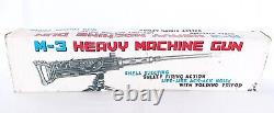 Tada Japan M-3 HEAVY MACHINE GUN & TRIPOD Battery Operated Tin Plate Toy NMIB`60