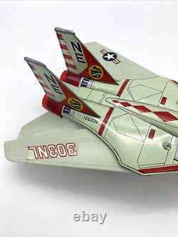 Tin Toy F-14A TOMCAT Navy Jet Fighter Plane JAPAN 1970 Battery Operated