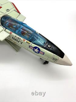 Tin Toy F-14A TOMCAT Navy Jet Fighter Plane JAPAN 1970 Battery Operated