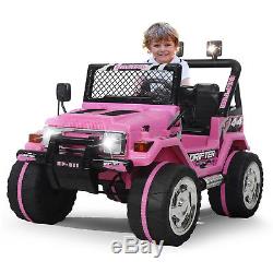 Toy Kids 12v Electric Car Battery Wheels Jeep Pink Girl Gift With Safty belt