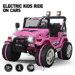 Toy Kids 12v Electric Car Battery Wheels Jeep Pink Girl Gift With Safty belt