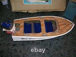 Toy Wood Boat Battery Operated Boat Toy Outboard Motor Mercury K&o Ito Boxed