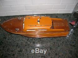 Toy Wood Boat Cabin Cruiser I. M. P. Ito K&o Battery Operated Boat Vintage Wood