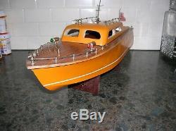 Toy Wood Boat Cabin Cruiser I. M. P. Ito K&o Battery Operated Boat Vintage Wood