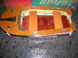 Toy Wood Boat Fleet Line Dolphin Ito K&o Vintage Battery Operated Toy Outboard