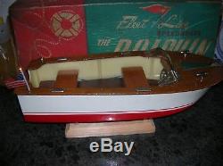 Toy Wood Boat Fleet Line Dolphin Ito K&o Vintage Battery Operated Toy Outboard