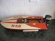 Toy Wood Boat Hydroplane Wooden Ito K&o Vintage Toy Outboard Motor Battery Op