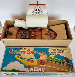 Trademark Masudaya Modern Toys Japan Vintage Battery Operated Pirate Ship Tin