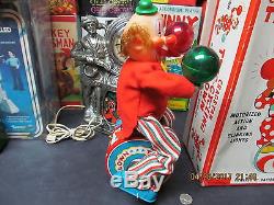 Tric-cycling Clown Battery Operated Tin Toy In Box Works Near Mint Japan Rare