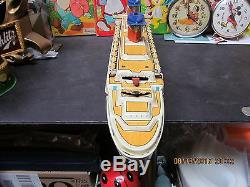 United States Tin Battery Operated Ship In Box 1955 Japan Works Near Mint