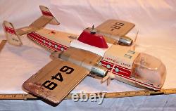 VERTICAL LINER PASSENGER HELICOPTER PLANE TIN BATTERY TOY Tomiyama Japan1958