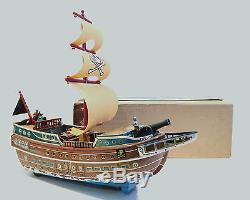 VERY RARE MODERN TOYS OF JAPAN VINTAGE BATTERY OPERATED PIRATE SHIP TIN TOY