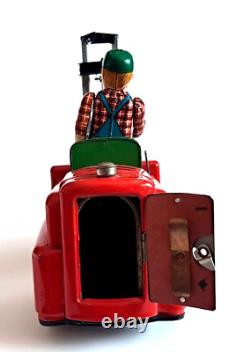 VINTAGE 1950'S BATTERY OP. S-1002 FORKLIFT WithOPERATOR MODERN TOYS JAPAN