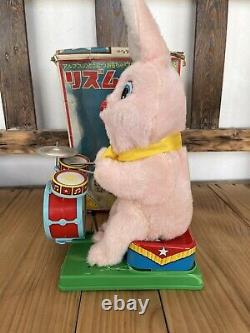 VINTAGE 1950's ALPS DANDY THE HAPPY DRUMMING RABBIT BATTERY OPERATED TIN TOY