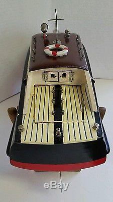 VINTAGE 1950s LARGE 18 TOY BOAT MOTOR SHIP ITO DUEL SCREW CABIN CRUISER