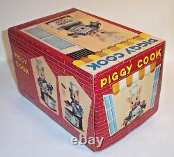 VINTAGE 1950s PIGGY COOK BATTERY OPERATED TIN TOY BURGER CHEF'S BUDDY JAPAN MIB