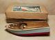 Vintage 1955 Rico Wooden Model Battery Operated Speed Boat With Box Japan