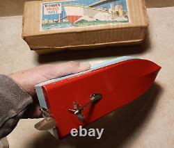 VINTAGE 1955 RICO Wooden Model BATTERY OPERATED Speed Boat With BOX JAPAN
