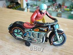 Vintage 1960's Japan Tm Battery Operated Motorcycle Multi-function Action Works
