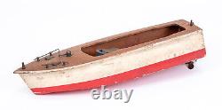 VINTAGE 1960s BATTERY OPERATED TOY WOOD AND PLASTIC SPEED BOAT PARTS OR REPAIR