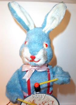 VINTAGE ALPS 1950's PETER THE DRUMMING RABBIT TIN LITHO EASTER TOY MINT JAPAN
