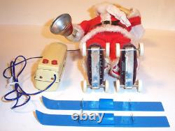 VINTAGE ALPS JOLLY SANTA CLAUS ON SNOW SKIING 1950's MINT CHRISTMAS TOY JAPAN