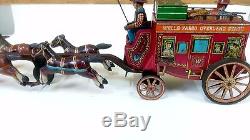 Vintage Antique Rare Japan Tin Toy Overland Stage Coach Battery Operated