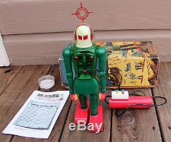 VINTAGE Germany Toy Battery Op Dux Astroman Space Robot & Box WORKS & NICE