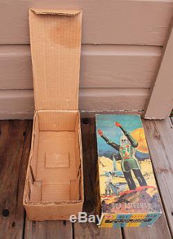 VINTAGE Germany Toy Battery Op Dux Astroman Space Robot & Box WORKS & NICE