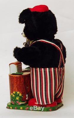 VINTAGE JAPAN BATTERY OPERATED COFFEE LOVING BEAR OLD STOCK WITH INSERTS