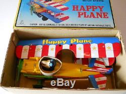 Vintage Japan Tin Litho Champion Bi-plane Battery Operated Mint In Orig. Box