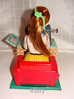 VINTAGE LINEMAR JAPAN 1950s BUSY SECRETARY BATTERY OPERATED TIN TOY BOX