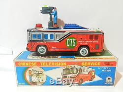 VINTAGE TIN TOY TAIWAN CHINESE TELEVISION SERVICE BATTERY OPERATED CHINA BUS BOX