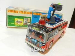 VINTAGE TIN TOY TAIWAN CHINESE TELEVISION SERVICE BATTERY OPERATED CHINA BUS BOX