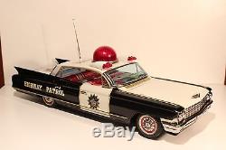 Vintage Very Rare Japan Battery Big Tin Toy Car Cadillac Police Patrolyozenawa
